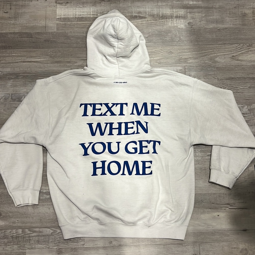 XLarge white lonely ghost hoodie with blue words. - Picture 2 of 2